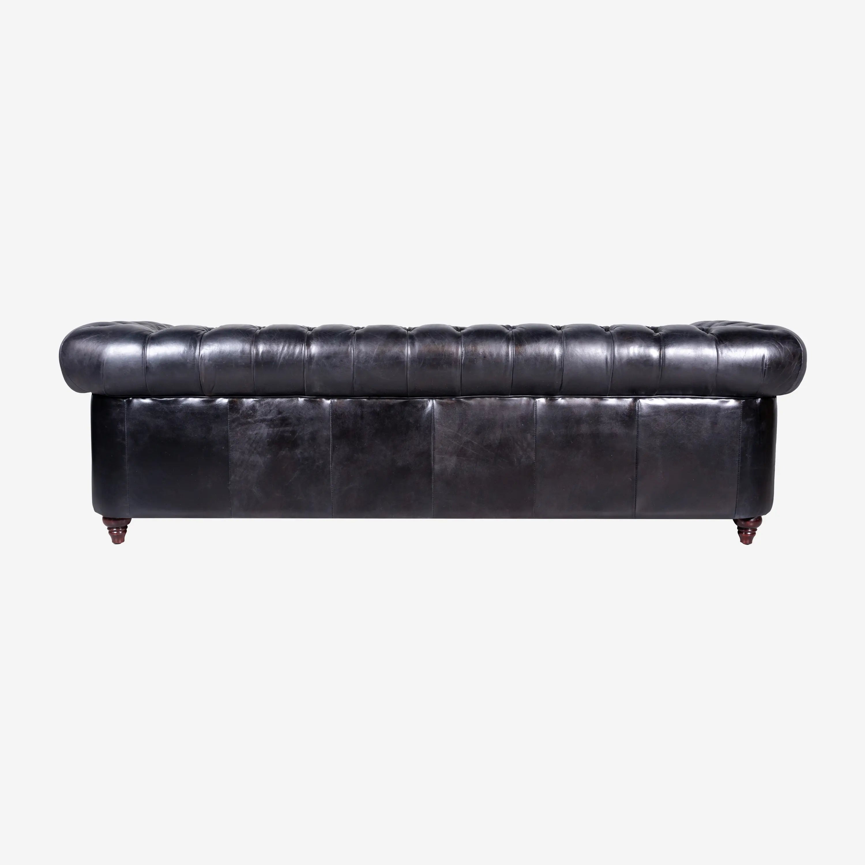 Oxford 3-Seater Leather Sofa Black